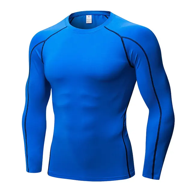 Mens Long Sleeve Elastic Sports Tops Fitness Running Training Quick Dry SPSYL0017 in TShirts