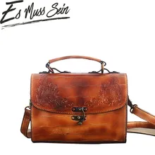 EsMussSein клапан из натуральной кожи Для женщин сумки Винтаж плеча застежка для сумки чехол с цветами Женская подушка мешок леди Bolsos Sac основной