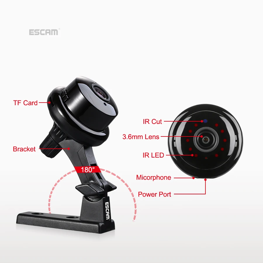 ESCAM Q6 кнопка Wi Fi мини ip камера для дома 1.0MP HD 720 P Onvif 2 4 P2P охранного видеонаблюдения