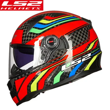 LS2 FF396 12KCarbon волокно шлем полный лицо мотоциклетный шлем с двойным козырьком гоночный мотокросс шлем Casco capacetes - Цвет: 1