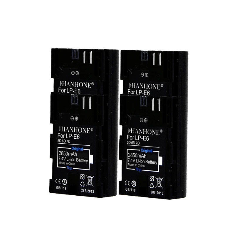 4 шт. 2850 мАч LPE6 LP E6 E6N Аккумулятор для Canon EOS 5DS R 5D Mark II III 6D 80D 7D камера 70D 60Da 80D|Цифровые