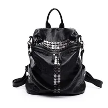 Rivet Espagnol Marque 2016 Conception Femmes En Cuir Mochila Escolar Sacs D’école Pour Les Adolescents Filles Haut-poignée Sacs À Dos Herald Sac