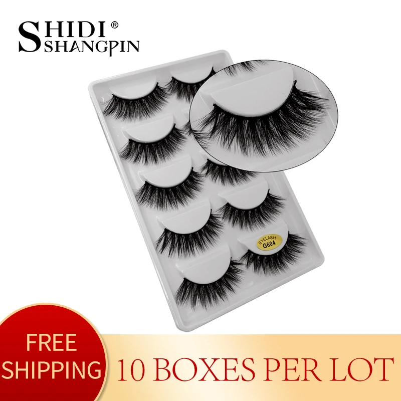 

10 boxes wholesale false eyelashes natural long mink lashes false lashes eyelash hand made faux eye lash for makeups cilios G604