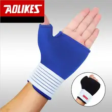 AOLIKES Wristband Black Gym font b Gloves b font Elastic Wrist Wraps Thumb Wrap Wrist Brace