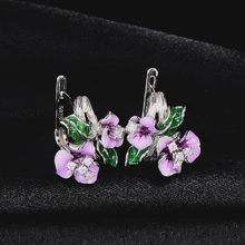 RainMarch эмалированные серебряные серьги-гвоздики в виде цветка для женщин, 925 пробы серебряные серьги ручной работы с кубическим цирконием, ювелирные изделия для свадебной вечеринки