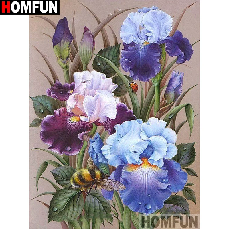 HOMFUN DIY Алмазная вышивка крестиком на рисунке алмазная &quotцветок Пчелка Полный
