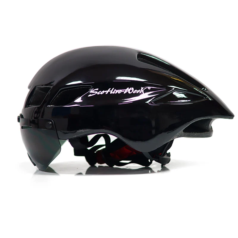 В форме TT велосипедные шлемы с линзой дорожный MTB Aero-R1 магнитные ...