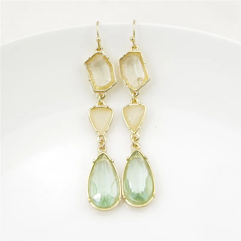

Fashion crystal Transparent drop water Irregular long earrings jewelry new design E-231