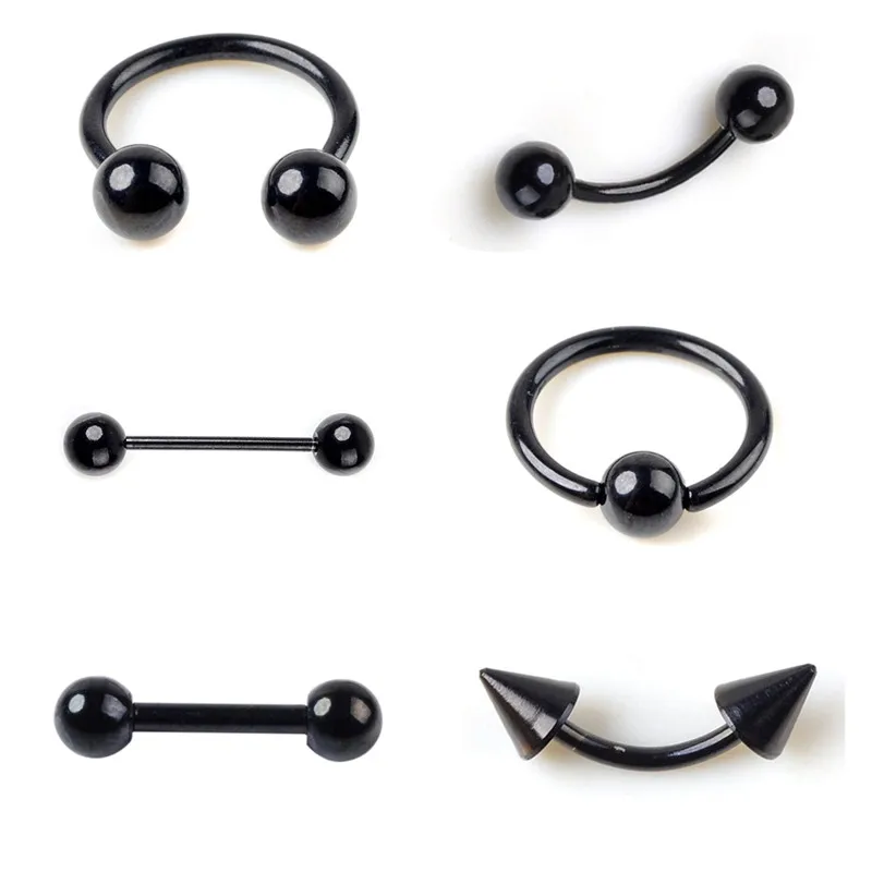 Mixed Styles Black Ball/Spike Surgical Steel Ear Cartilage Tragus Nose ...