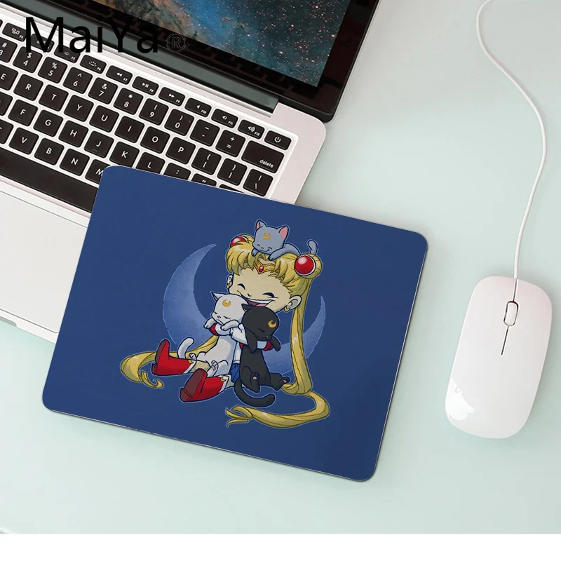 Maiya дизайн милый Сейлор Мун Кот шаблон ноутбук компьютер коврик для мыши Лидер продаж игровой коврик мышь - Цвет: No Lock Edge18x22cm
