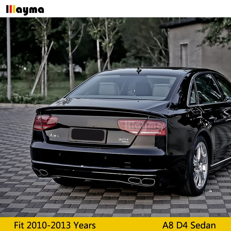 Задний спойлер для багажника из стекловолокна ABT для AUDI A8 D4 2010 2011 2012 2013 года, задний спойлер для автомобиля, матовый серый(3 шт