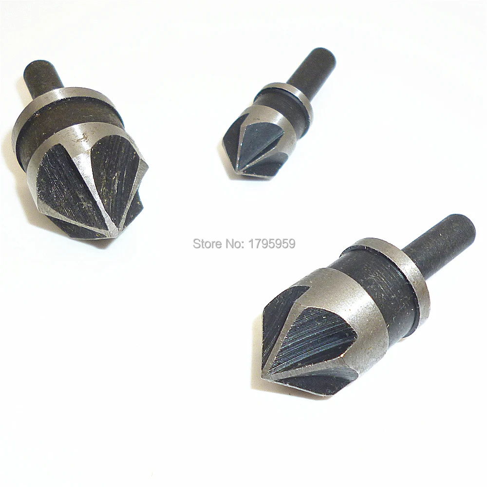 3pc 12/16/19mm Countersink Drill Bit Set 6mm Round Shank 90 Degree 5