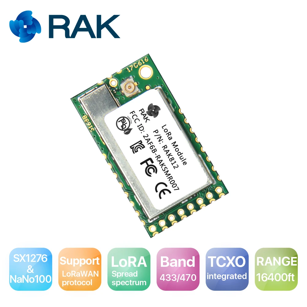 RAK812 низкая Мощность LoRaWAN модуль Комплексная TCXO Uart Беспроводной сетевой модуль 433/470 мГц LWPA IOT Plarform SX1276 NaNO100 q145