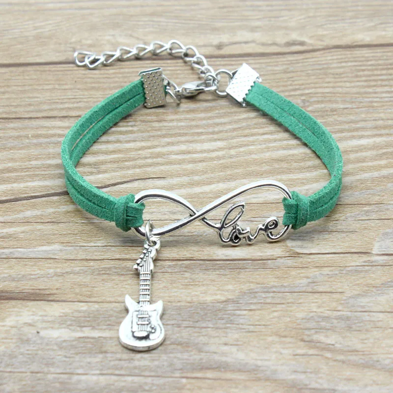 Модные женские мужские браслеты ручной работы Западный Кулон гитара Античный стиль кожаный браслет-шнурок браслет модный браслет ювелирные изделия