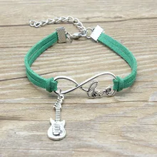 Модные женские мужские браслеты ручной работы Западный Кулон гитара Античный стиль кожаный браслет-шнурок браслет модный браслет ювелирные изделия