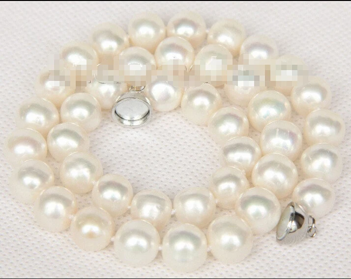 

Free shipping >>>>>>17" 11mm natural white freshwater pearls necklace magnet clasp j9782