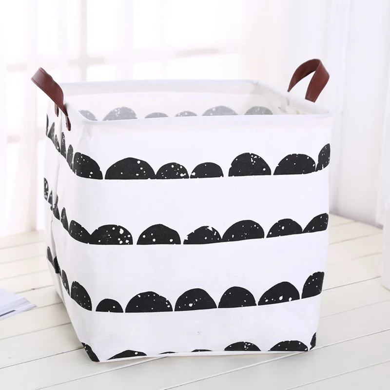 2019 New Organizer Creative Lattice Storage Box Folding Storage Basket Cotton Linen Art Plus Size Toy Laundry Basket Organizador
