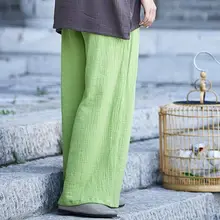 Летние и весенние женские хлопковые и льняные свободные брюки tai chi taijiquan zen медитация кунг-фу Брюки-ушу серый/синий/желтый