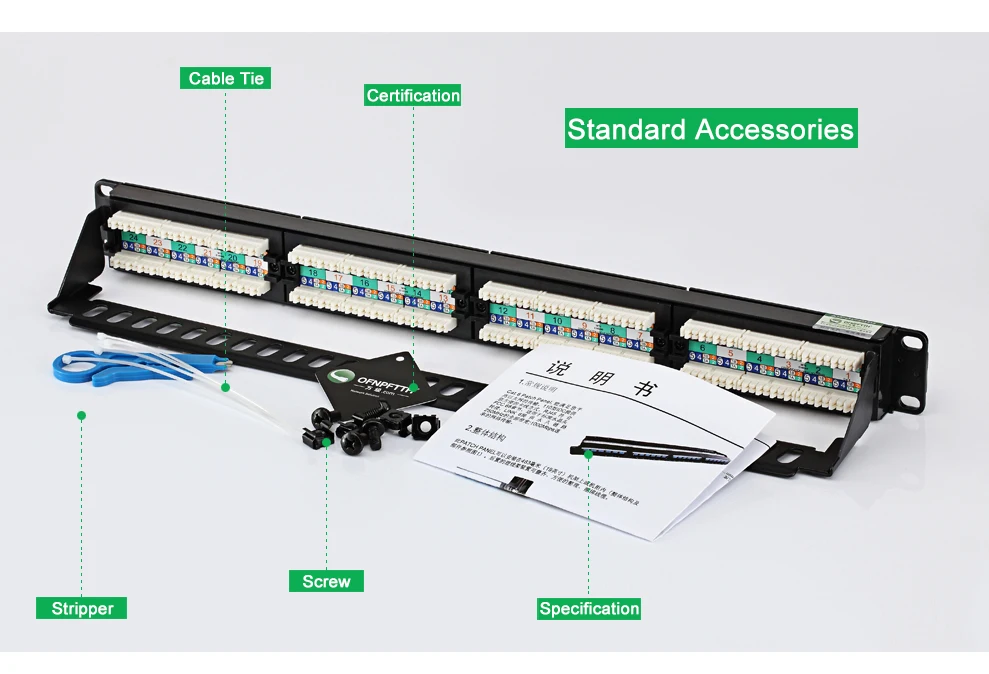 CAT6 патч Панель 24 Порты сети RJ45 UTP 19 дюймов крепление Тип с jacks