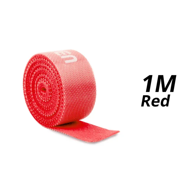 FONKEN USB Cable Winder Cable Organizer Ties Mouse Wire Earphone Holder PC Cord Free Cut Cable Management Hoop Tape Protector 1m Red Velcro