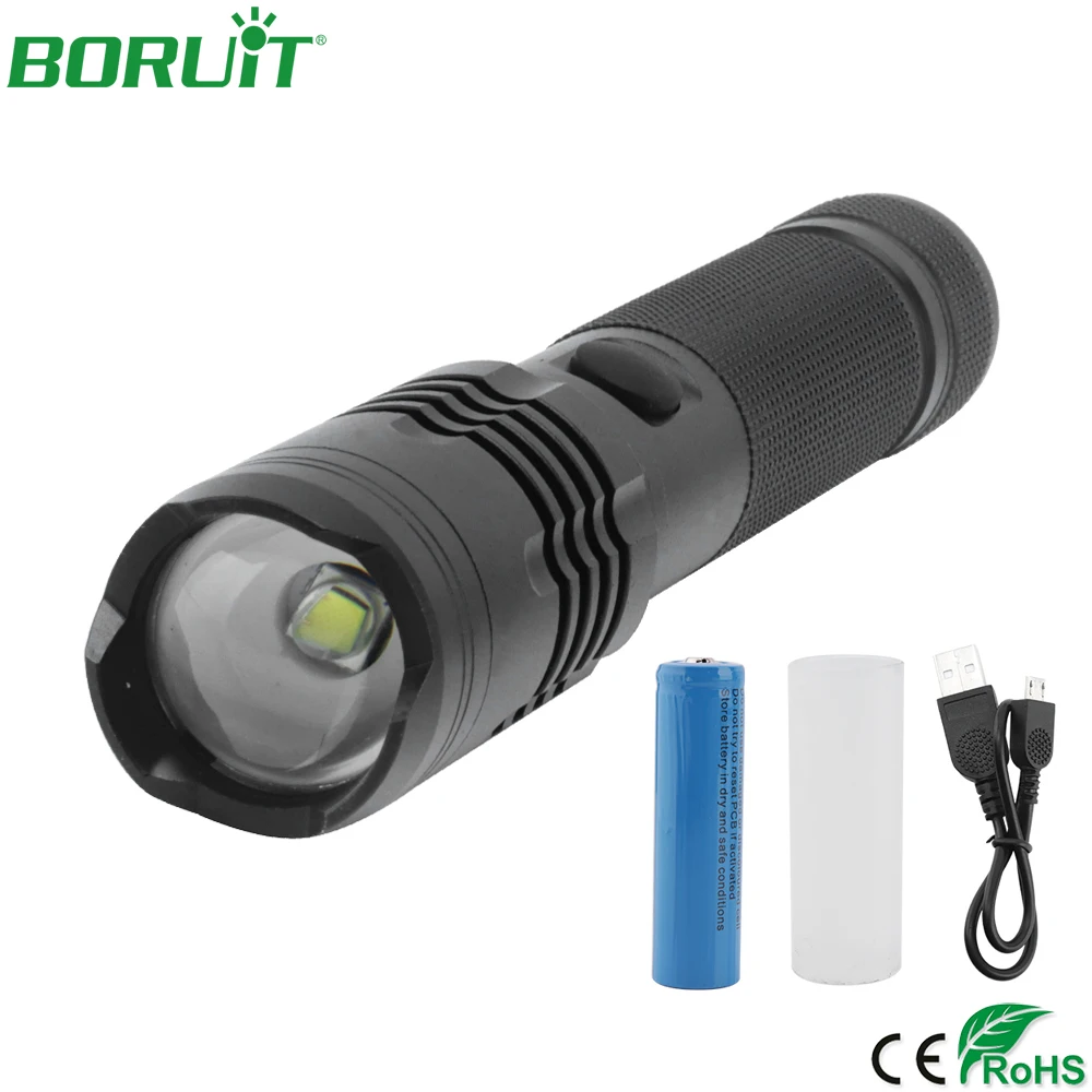 

BORUiT Super Bright U2 LED Flashlight Zoomable USB Rechargeable Torch Light Waterproof Tactical Camping Hunting Lanterna 18650