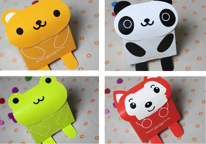 

Free Shipping 10 X Panda /Frog /Bear/Fox Shape Cookie Box Cute Animal Paper Gift Box Kids Birthday Party Deco Supplies