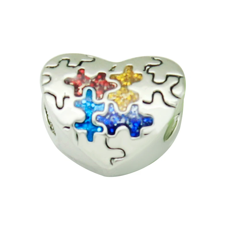 Уход за аутизмом очаровательные бусины подходят Pandora Серебряный женский браслет с шармами подлинные DIY ювелирных изделий
