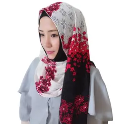 2018 Дамская мода зима цветочные Джерси хиджаб печати Обёрточная бумага Женские платки Шарфы для женщин мусульманские хиджабы 60*150 см