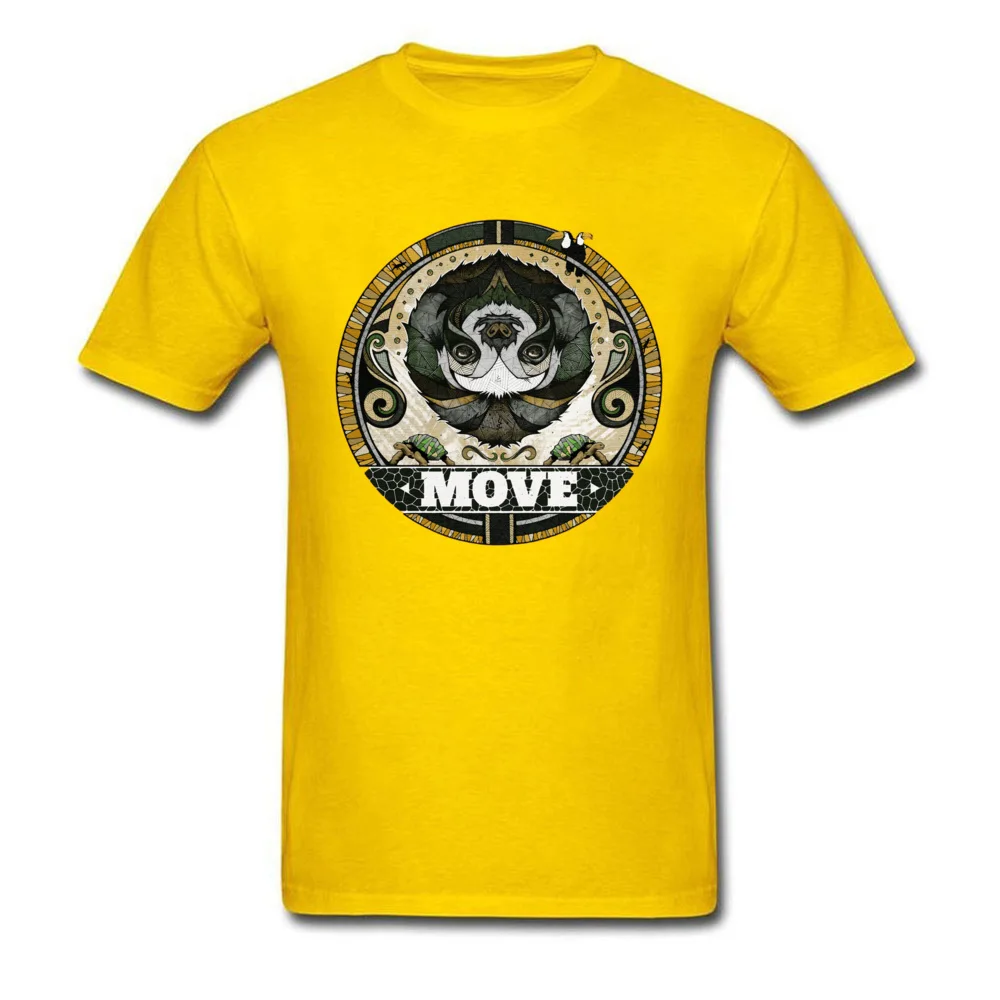 Prevailing Mens T Shirt Round Neck Short Sleeve Cotton Move Tees Casual Tee-Shirts Top Quality Move yellow