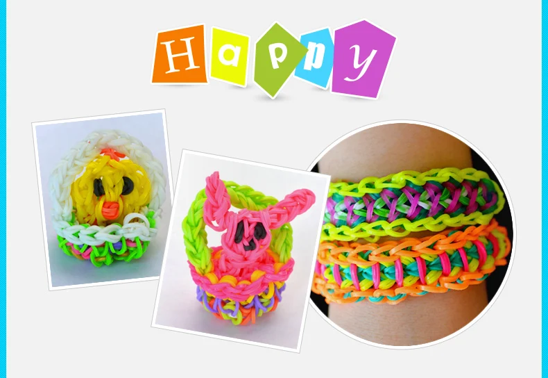 loom rubber bands bracelet rainbow rubber loom bands make woven bracelet DIY toys Christmas Gift for kids or hair