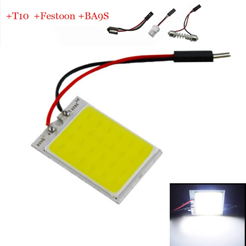 1pcs Parking 8W COB 24 Chip LED Car Interior Light T10 Festoon Dome Adapter 12V Panel light bulbs  Auto car light source