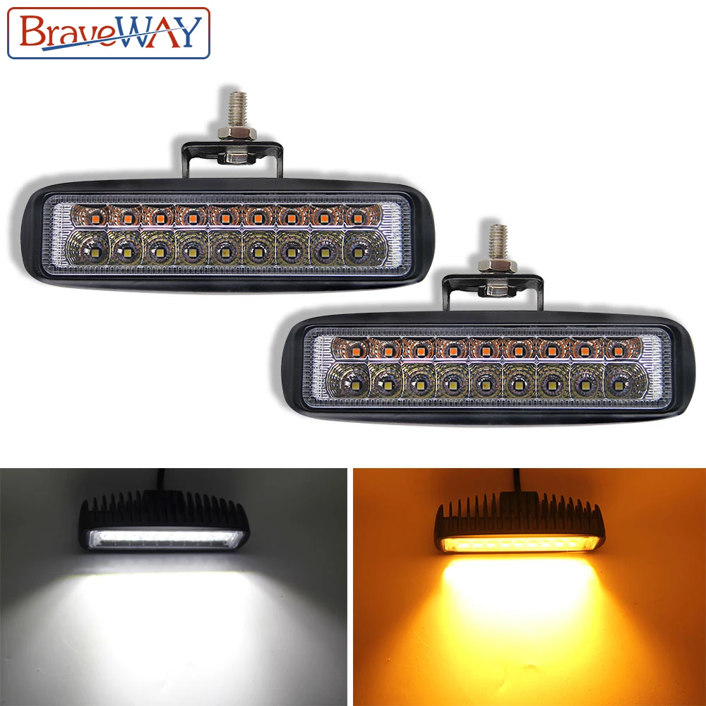 

BraveWay 36W Motorcycle LED DRL Daytime Running Light Dual Color Fog Lamp Work Light LED Truck Fog Light for Moto SUV UTV ATV