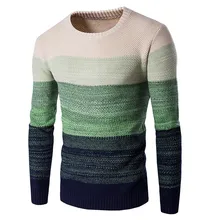 2016 New autumn fashion brand sweater Europe and the United States round neck men knitted sweaters and pullovers color stitching