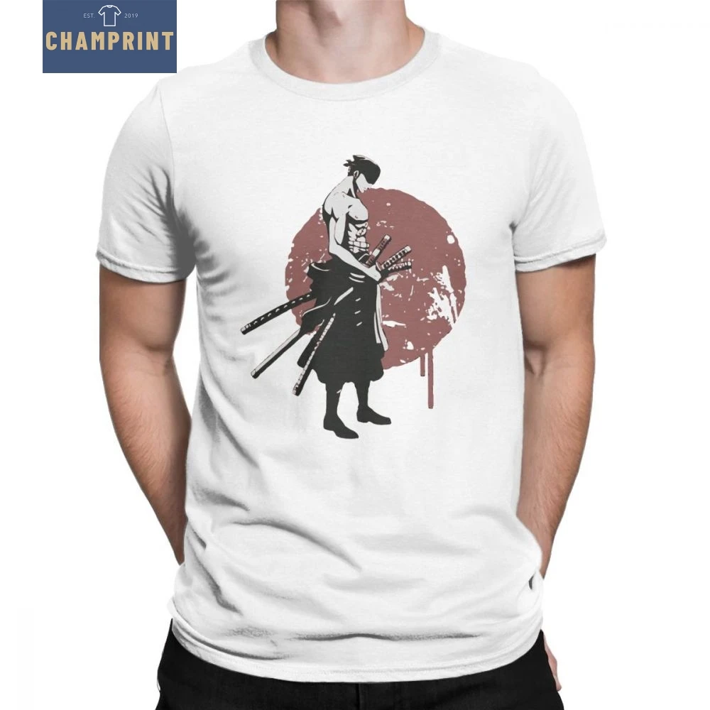 

Men Zoro Roronoa One Piece T Shirt Anime Comics Harajuku Pure Cotton Tops Leisure Short Sleeve Crewneck Tees Classic T-Shirts