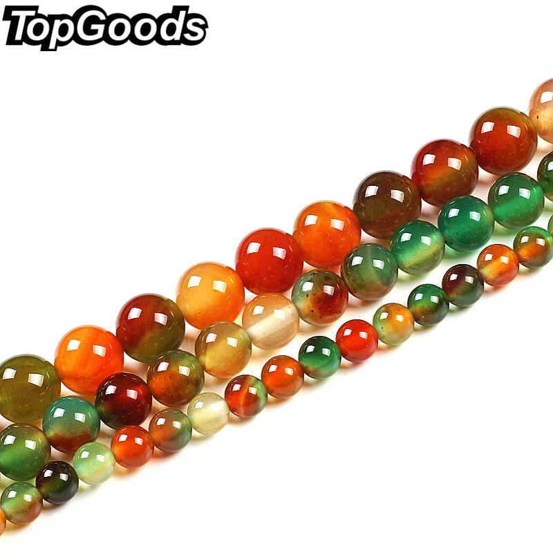 

TopGoods Wholesale Peacock Agate Mix Color Round Loose Gemstone Beads for Jewelry Making Charms Bracelet 6 8 10mm