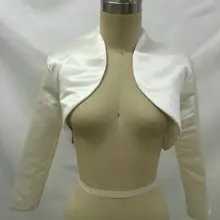 Свадебное болеро из атласа с длинным рукавом настоящая фотография на заказ Болеро Свадебные Куртки