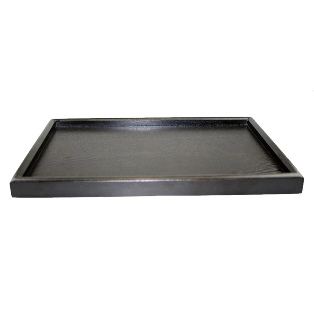 Serving Tray Tea Food Server Dishes Platter Black DIY Square Wooden Plate-M
