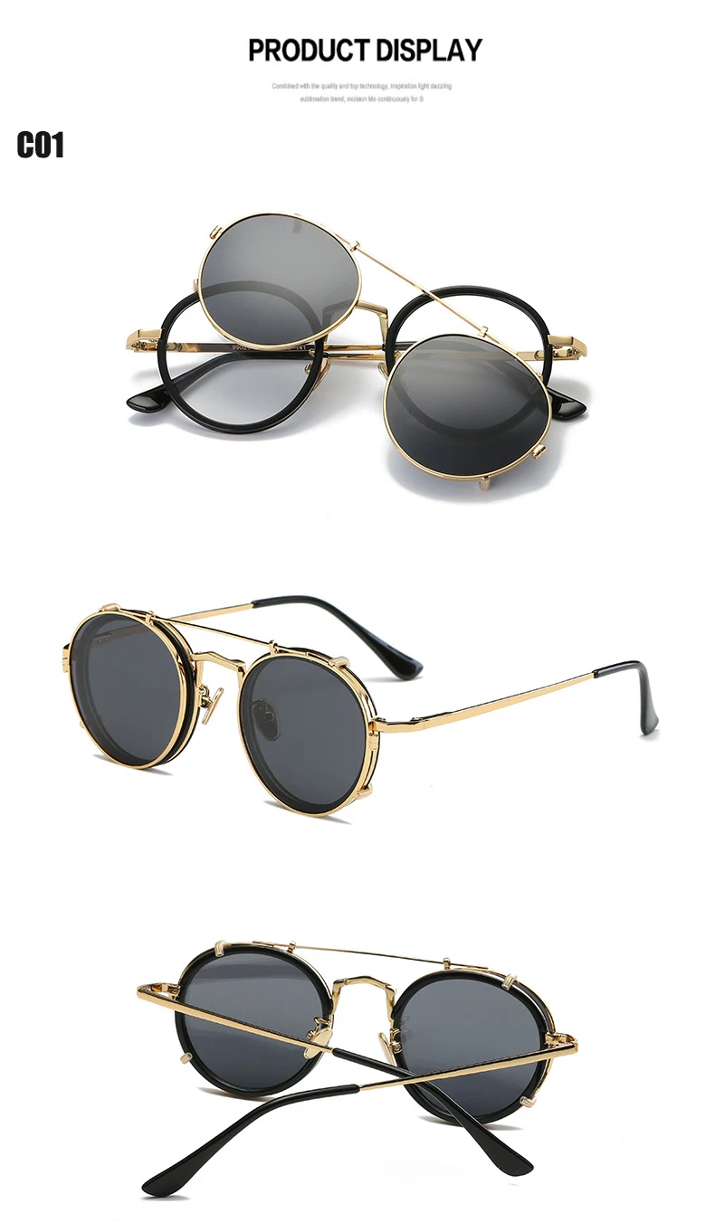 Стимпанк Googles оправа для очков для мужчин и женщин с поляризованные прикрепляемые солнечные очки для женщин мужские винтажные очки RS170