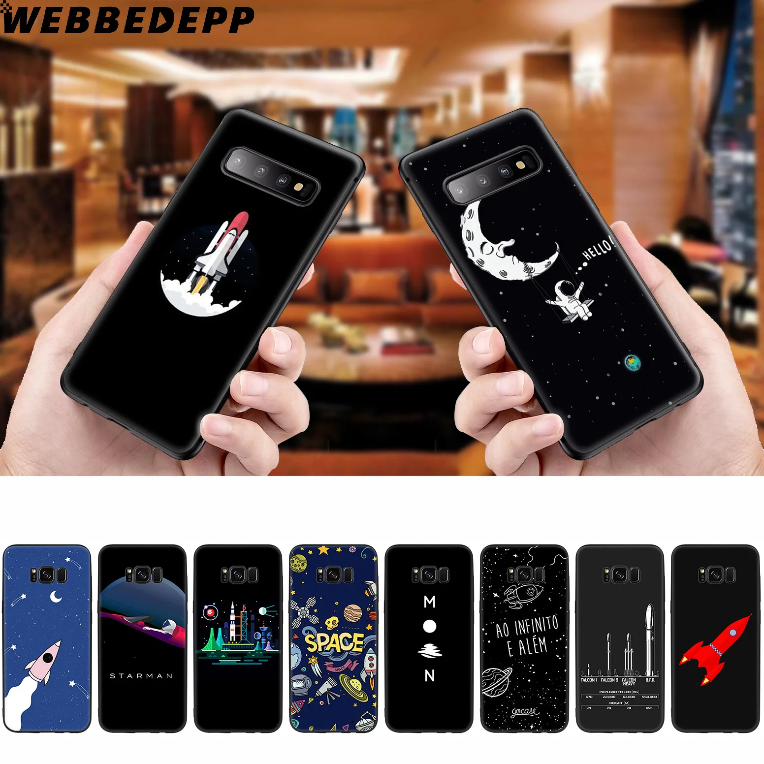 WEBBEDEPP Rocket Man Space Moon Soft Case for Samsung Galaxy S10 S10e S9 S8 Plus S7 S6 Edge & J6 2018 Note 10 9 8 |