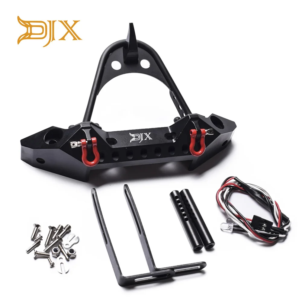 Metal Black Front Bumper with Light for 1/10 RC Crawler Car Traxxas TRX-4 Axial SCX10& SCX10 II 90046