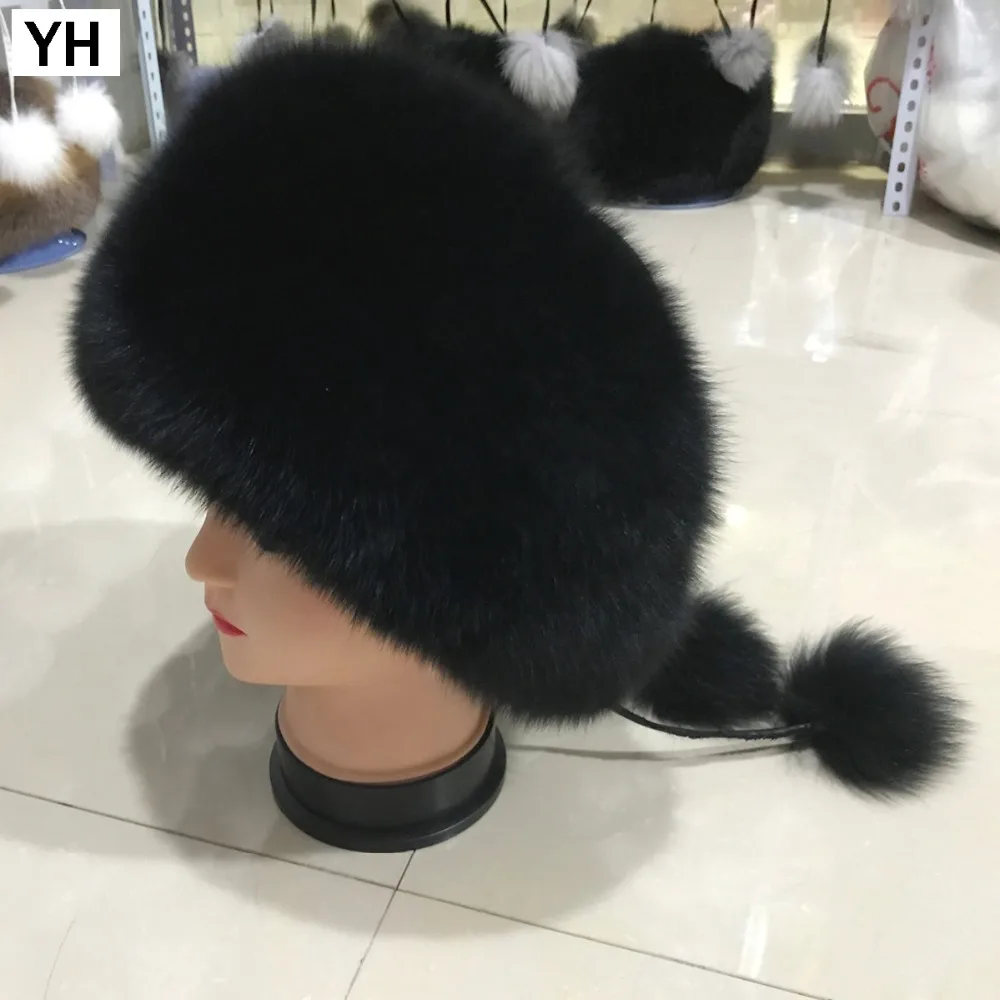

2018 New Style Natural Real Fox Fur Hat Winter Women Adjustable Size 100% Real Fox Fur Cap Casual Warm Russia Real Fox Fur Caps