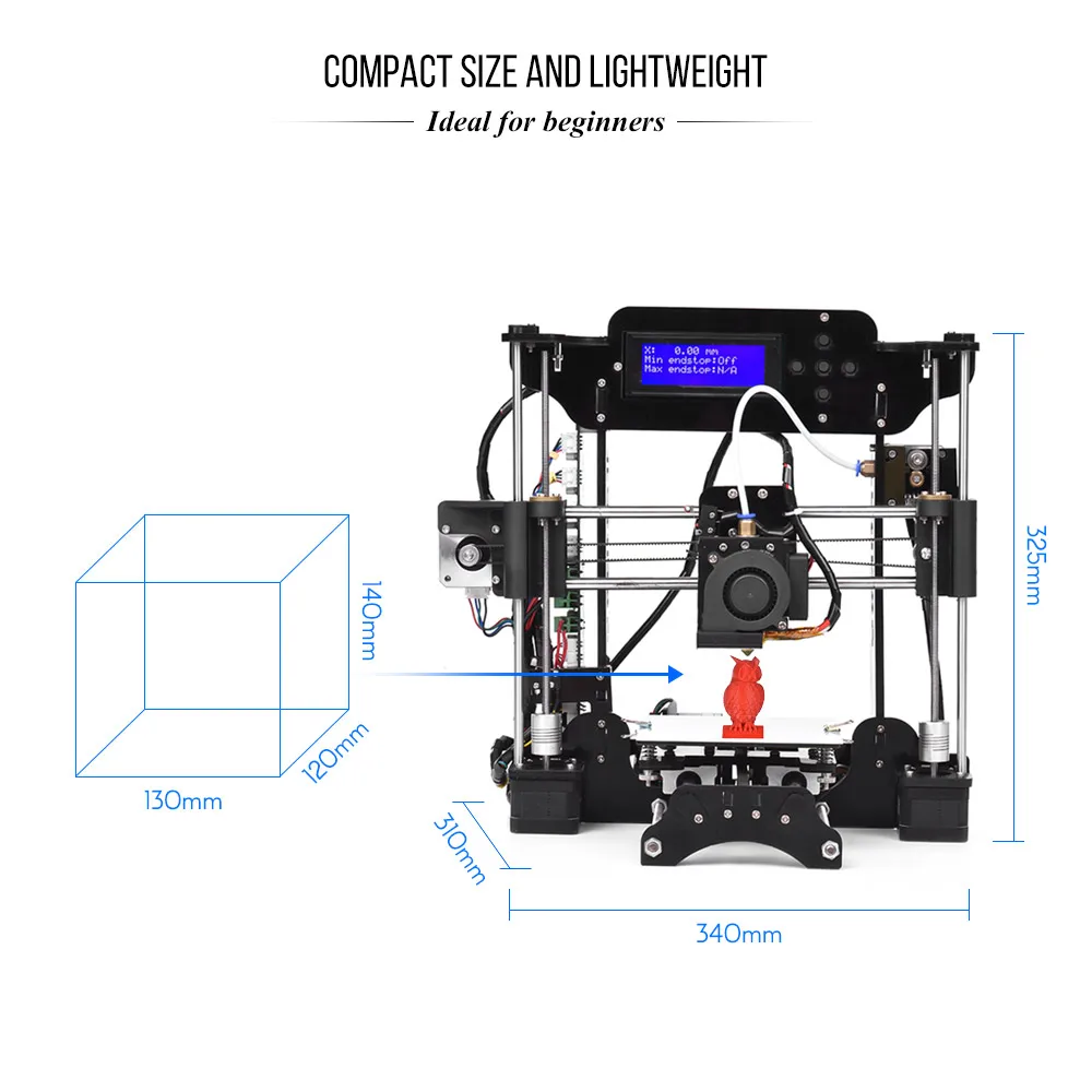 TRONXY XY-100 портативный настольный 3d принтер комплект DIY самостоятельная сборка акриловая рамка 2004A ЖК-экран с 8 Гб карта памяти для начинающих