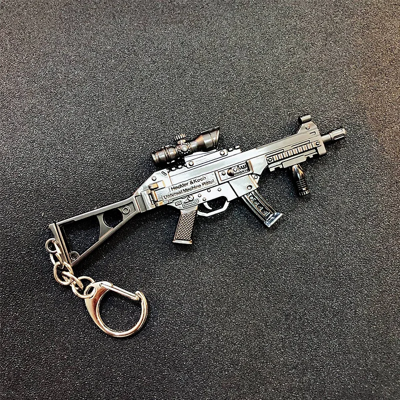 UMP9 Высокое качество PUBG руки мини модель металлические брелки 98K AWM Pan кольцо для ключей с игрушкой автомобильный кошелек мужской кулон брелки держатель безделушки подарок - Цвет: UMP9