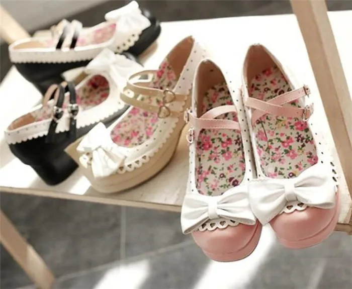 

summer retro personality sweet harajuku style bow tie with princess girl lolita shoes cosplay A509