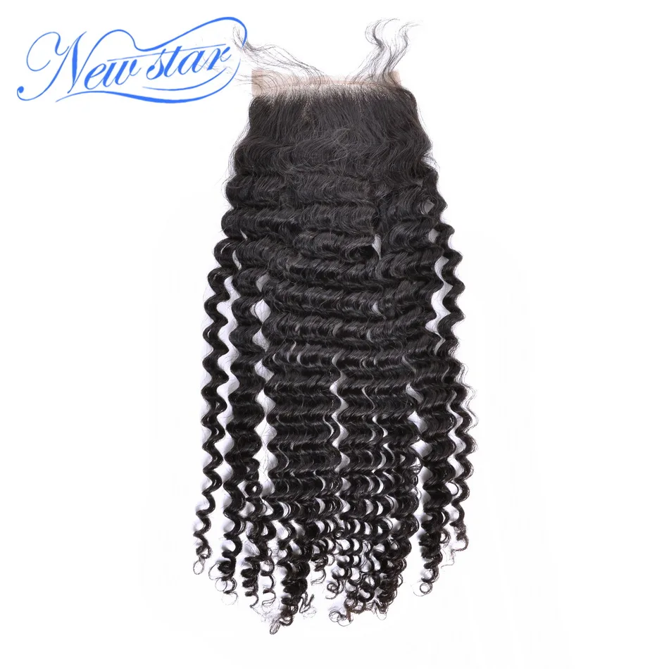 

New Star Brazilian Kinky Curly Lace Closure 4x4 Free Part Medium Brown Swiss Lace Bleached Knots With Baby Hair Shipping Free
