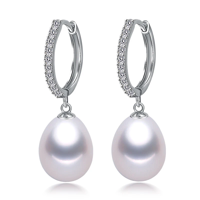 Серьги с настоящим серым жемчугом для женщин, свадебные серьги с пресноводным жемчугом из стерлингового серебра 925 пробы, ювелирные серьги для девушек, лучший подарок - Цвет камня: white pearl earring