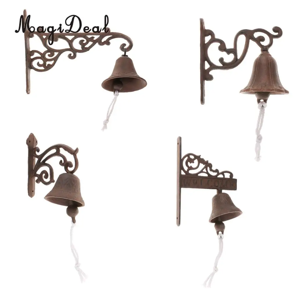 Outdoor Dinner Bells Vintage Antique Cast Iron Bracket Mounts Bell Indoor Outdoor Wall Mounted Door Bells