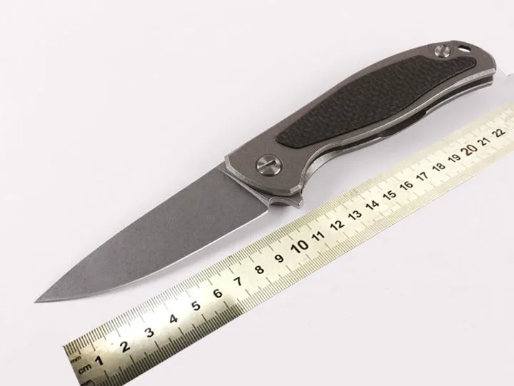 

F95 folding knife carbon fiber TC4 titanium handle /D2 blade