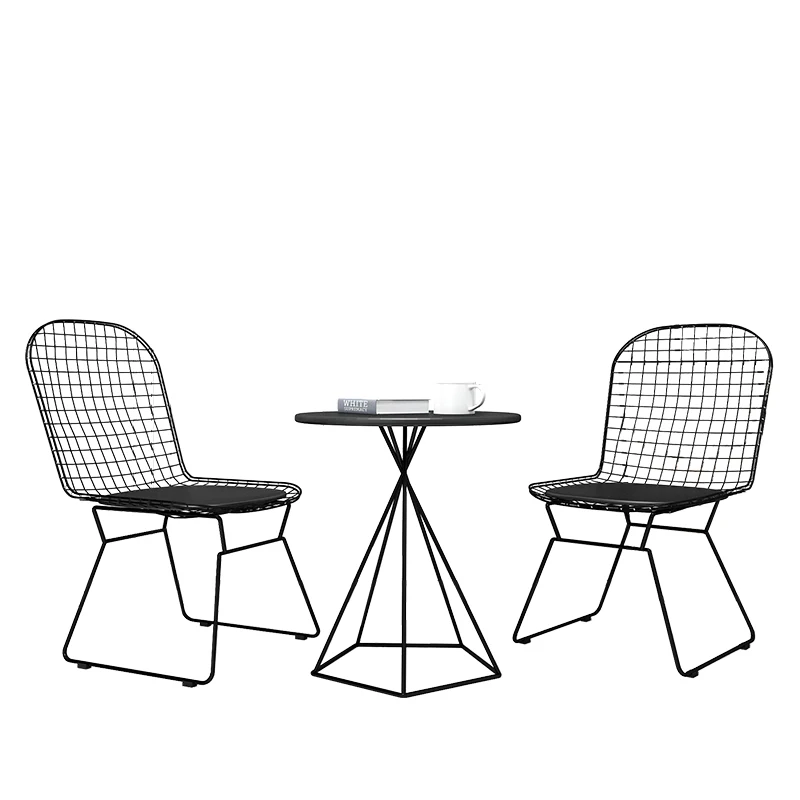 1pc round table + 2pc chair Wrought Iron Coffee Table & Chair Gold/White/Black Balcony Leisure Cafe Weaving Chair Tea Table Set 1pc round table + 2pc chair Wrought Iron Coffee Table & Chair Gold/White/Black Balcony Leisure Cafe Weaving Chair Tea Table Set
