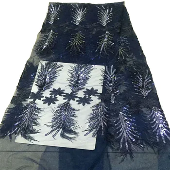 

2018 Latest Nigerian Lace Fabrics Embroidered French Sequins Lace Fabric African Net Lace Fabrics A305-1